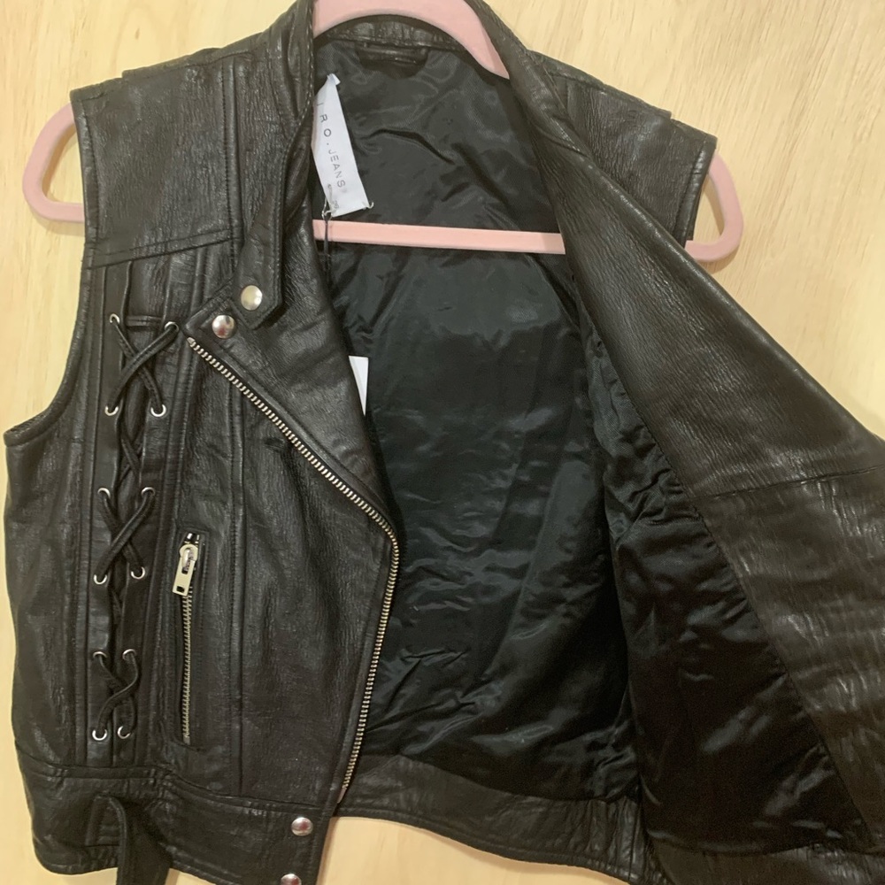 IRO Neo Leather Lace Up Vest size 36 - Picture 7 of 8